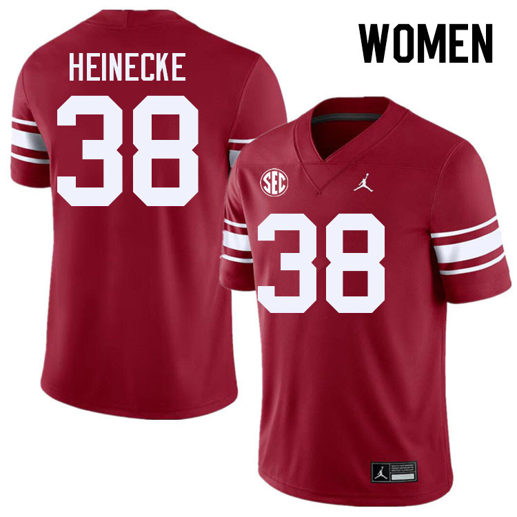 Women #38 Owen Heinecke Oklahoma Sooners 2024 SEC Conference College Football Jerseys-Throwback